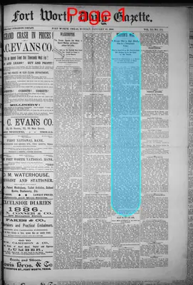 Page thumbnail for Fort Worth Daily Gazette
