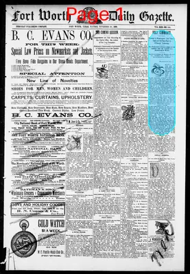 Page thumbnail for Fort Worth Daily Gazette