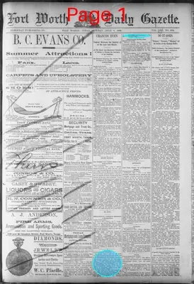 Page thumbnail for Fort Worth Daily Gazette