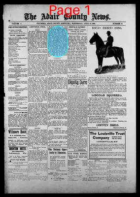Page thumbnail for The Adair County News