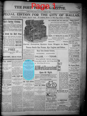 Page thumbnail for Fort Worth Gazette