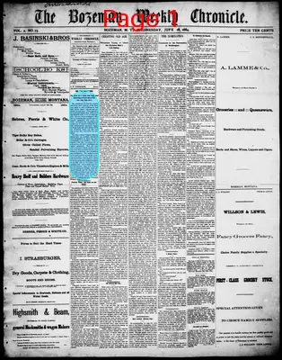 Page thumbnail for The Bozeman Weekly Chronicle