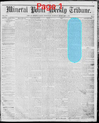 Page thumbnail for Mineral Point Weekly Tribune