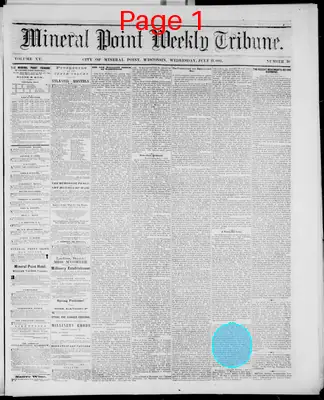 Page thumbnail for Mineral Point Weekly Tribune