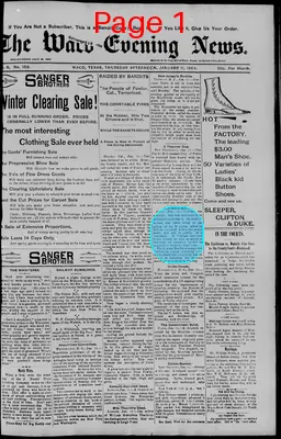 Page thumbnail for The Waco Evening News