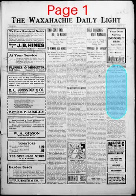 Page thumbnail for The Waxahachie Daily Light