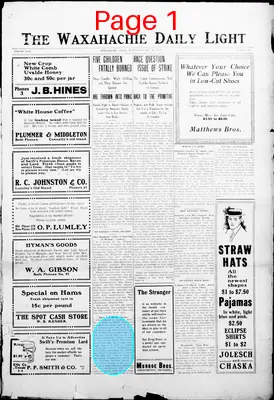 Page thumbnail for The Waxahachie Daily Light