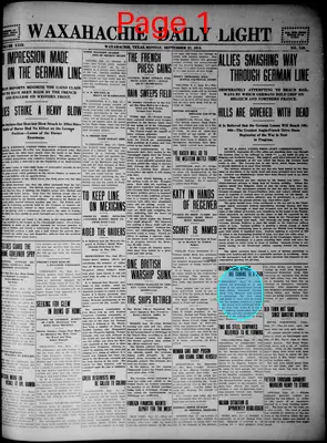 Page thumbnail for The Waxahachie Daily Light