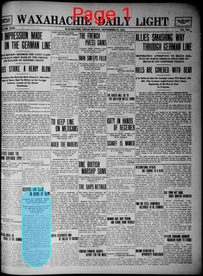 Page thumbnail for The Waxahachie Daily Light