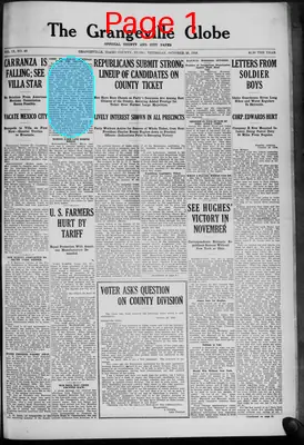 Page thumbnail for The Grangeville Globe