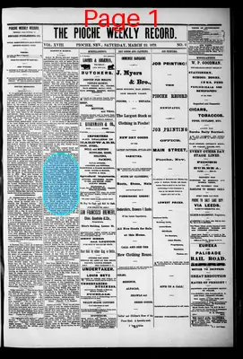 Page thumbnail for The Pioche Weekly Record