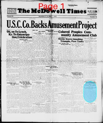 Page thumbnail for The Mcdowell Times