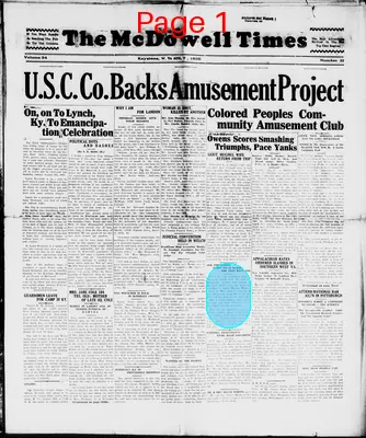 Page thumbnail for The Mcdowell Times