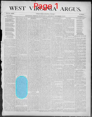 Page thumbnail for West Virginia Argus