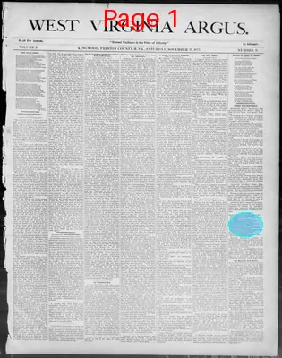 Page thumbnail for West Virginia Argus