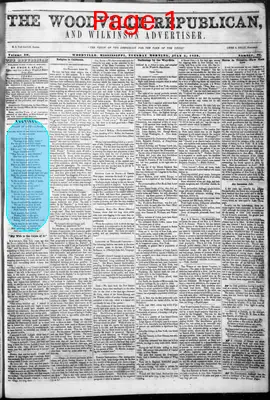Page thumbnail for The Woodville Republican, And Wilkinson Advertiser