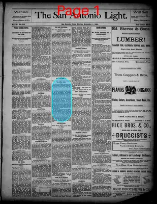 Page thumbnail for The San Antonio Light