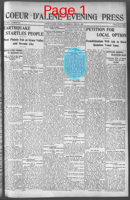 Page thumbnail for Coeur D'alene Evening Press