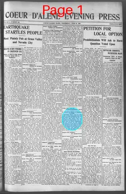 Page thumbnail for Coeur D'alene Evening Press