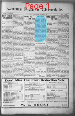 Page thumbnail for Camas Prairie Chronicle
