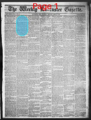 Page thumbnail for The Weekly Lancaster Gazette