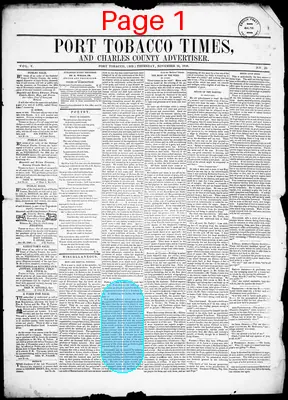 Page thumbnail for Port Tobacco Times, And Charles County Advertiser