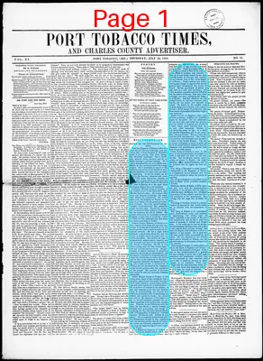 Page thumbnail for Port Tobacco Times, And Charles County Advertiser