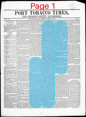 Page thumbnail for Port Tobacco Times, And Charles County Advertiser