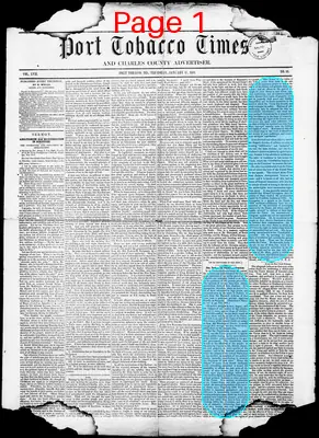 Page thumbnail for Port Tobacco Times, And Charles County Advertiser