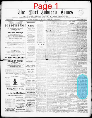 Page thumbnail for Port Tobacco Times, And Charles County Advertiser