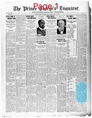 Page thumbnail for The Prince George's Enquirer And Southern Maryland Advertiser