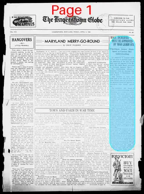 Page thumbnail for The Hagerstown Globe