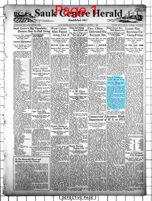 Page thumbnail for The Sauk Centre Herald