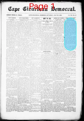 Page thumbnail for The Cape Girardeau Democrat