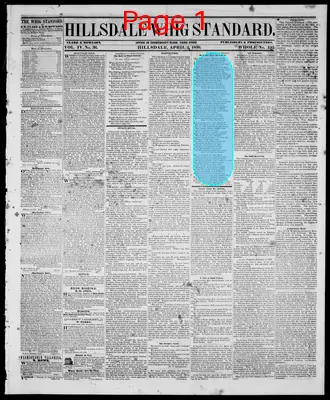 Page thumbnail for Hillsdale Whig Standard