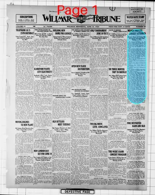 Page thumbnail for Willmar Tribune