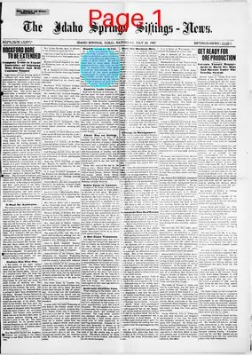 Page thumbnail for The Idaho Springs Siftings News
