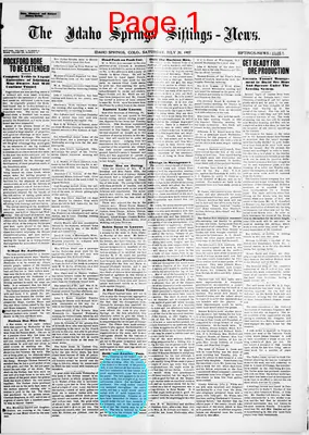Page thumbnail for The Idaho Springs Siftings News