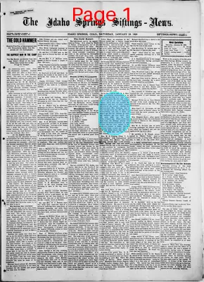 Page thumbnail for The Idaho Springs Siftings News