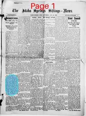 Page thumbnail for The Idaho Springs Siftings News