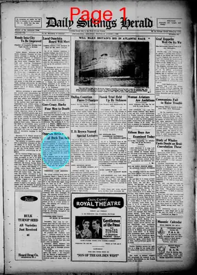 Page thumbnail for The Siftings Herald