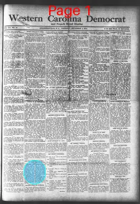 Page thumbnail for Western Carolina Democrat And French Broad Hustler