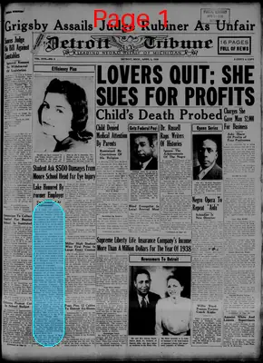 Page thumbnail for The Detroit Tribune