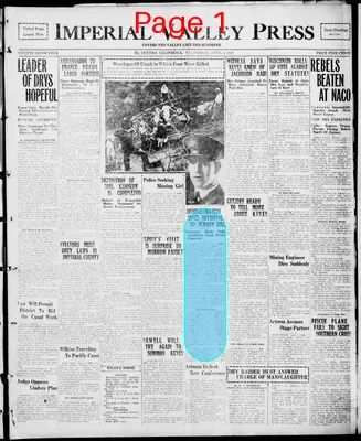 Page thumbnail for Imperial Valley Press