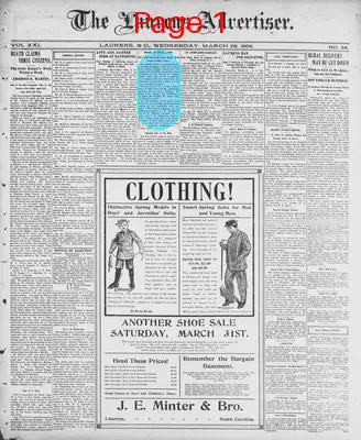 Page thumbnail for The Laurens Advertiser