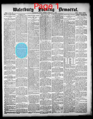 Page thumbnail for Waterbury Evening Democrat