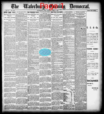 Page thumbnail for Waterbury Evening Democrat