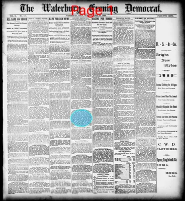 Page thumbnail for Waterbury Evening Democrat