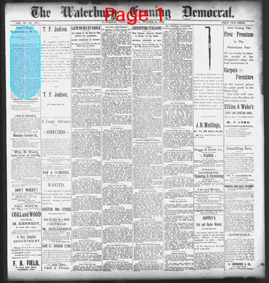 Page thumbnail for Waterbury Evening Democrat