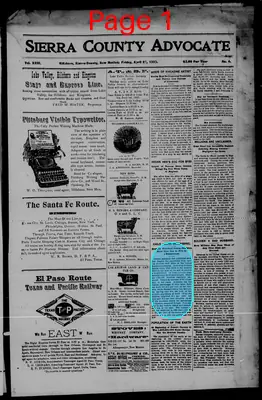 Page thumbnail for Sierra County Advocate